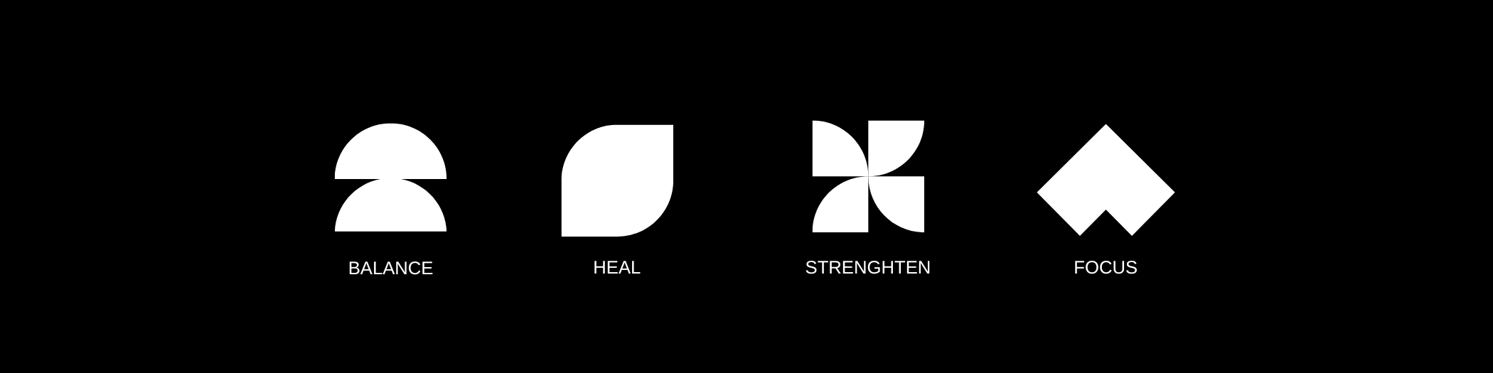 balance-heal-strenghten-focus black and white icons banner